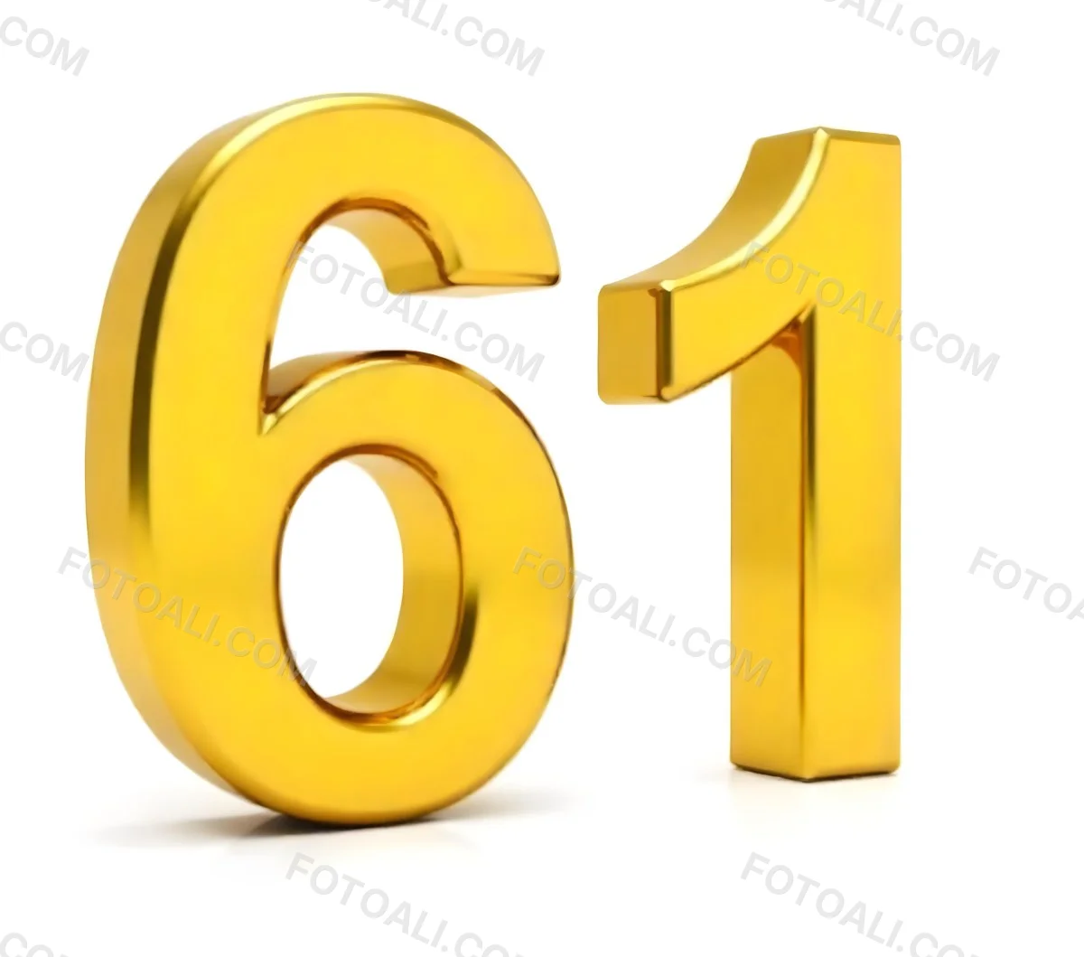 Golden Number Sixty One On A White Background Shiny Elegant Simple Clean Modern Luxurious Celebration Anniversary Birthday Achievement Success 5 6f6f