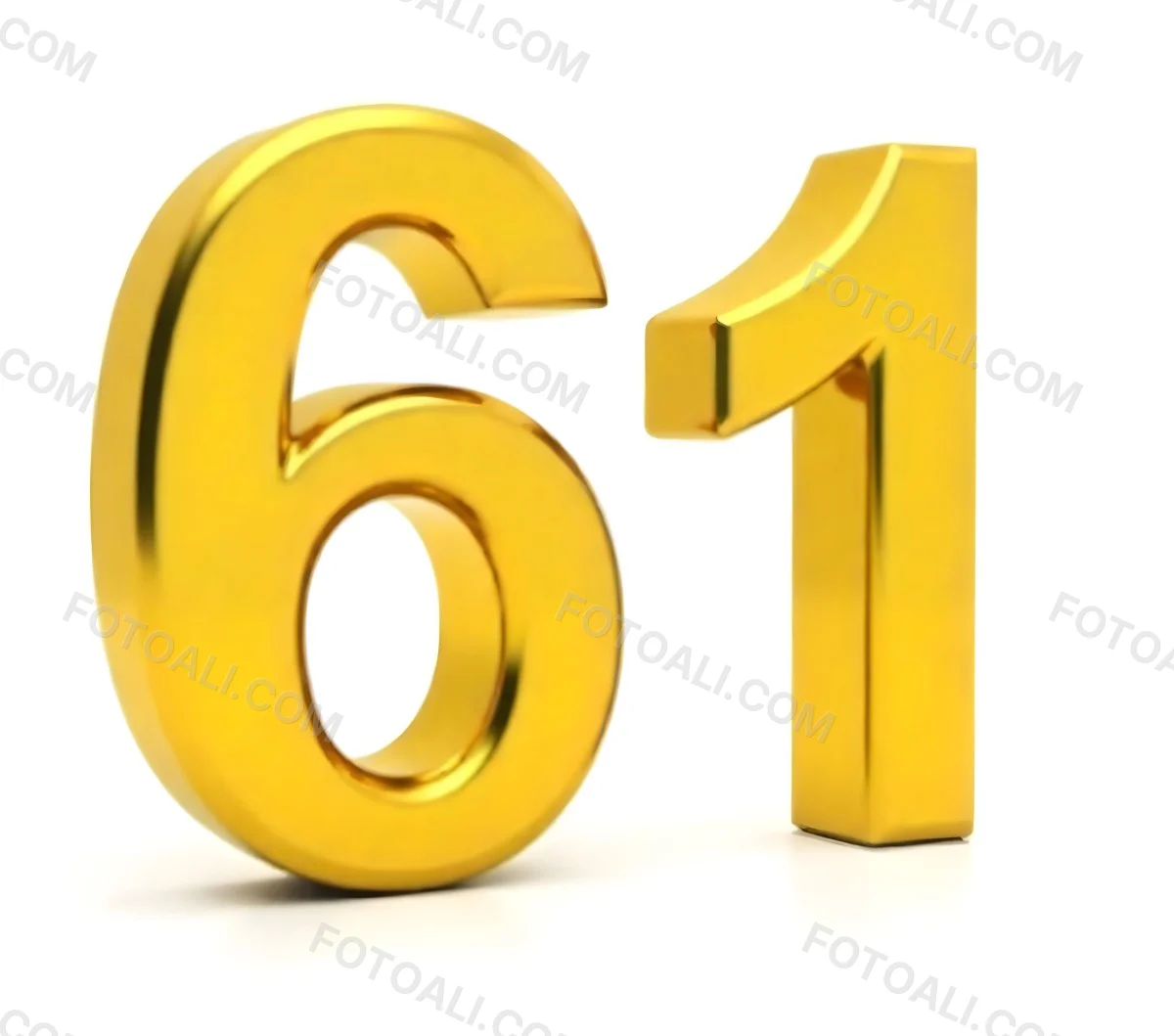 Golden Number Sixty One On A White Background Shiny Elegant Simple Clean Modern Luxurious Celebration Anniversary Birthday Achievement Success 6 B4a1