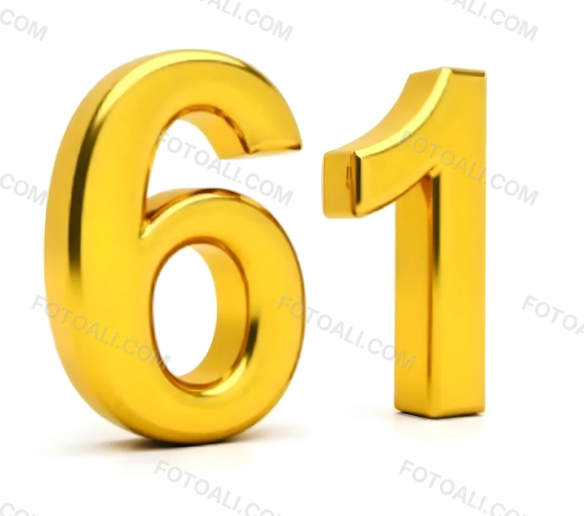 Golden Number Sixty One On A White Background Shiny Elegant Simple Clean Modern Luxurious Celebration Anniversary Birthday Achievement Success 8 69db