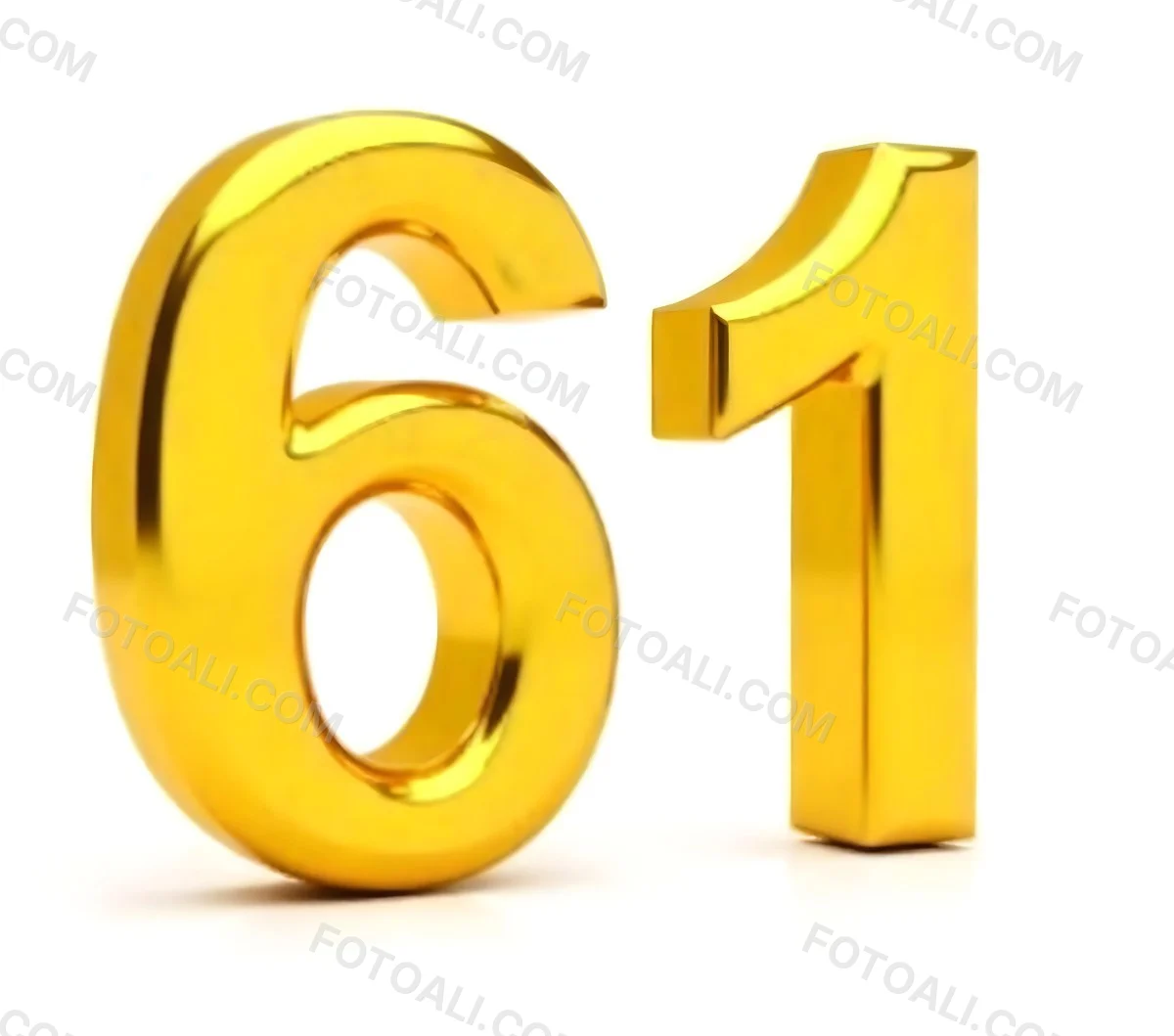 Golden Number Sixty One On A White Background Shiny Elegant Simple Clean Modern Luxurious Celebration Anniversary Birthday Achievement Success 9 Ffbb