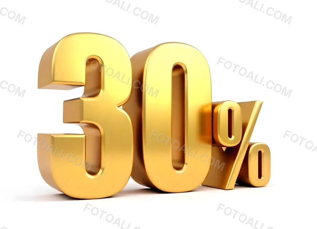 Golden Thirty Percent Symbol On A White Background Shiny Discount Sale Promotion Offer Marketing Advertising Business Finance Shopping Retail 10 9786