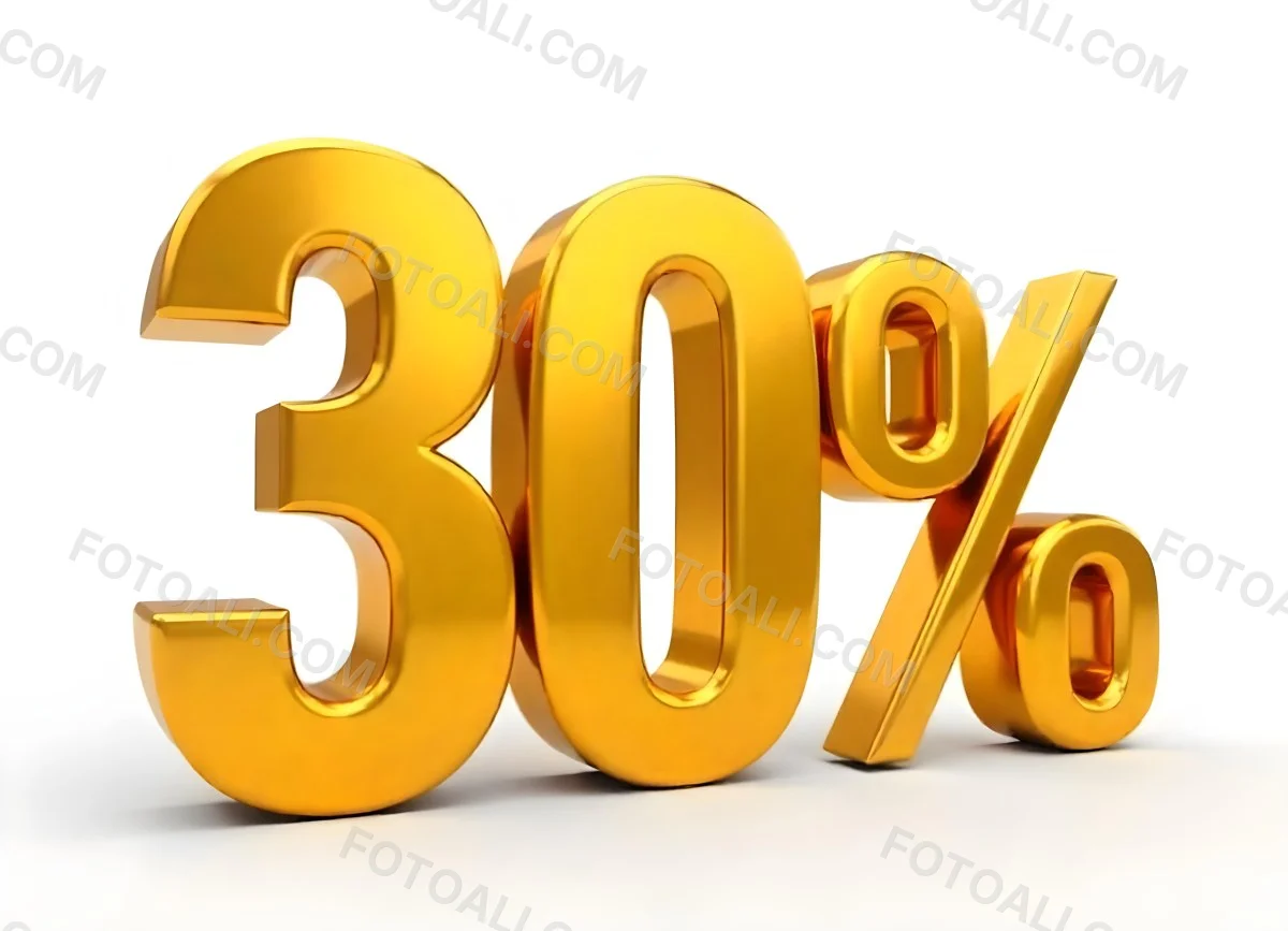 Golden Thirty Percent Symbol On A White Background Shiny Discount Sale Promotion Offer Marketing Advertising Business Finance Shopping Retail 18 B75d