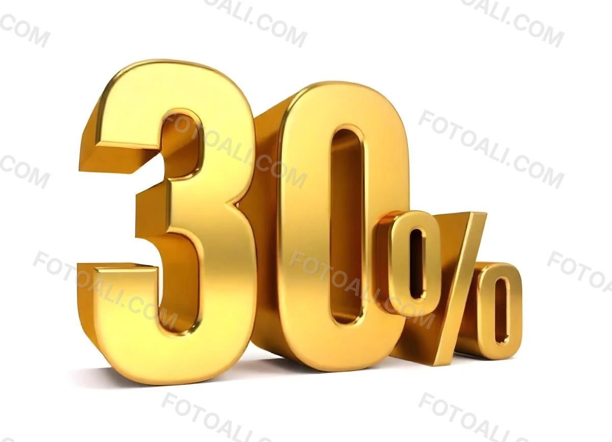Golden Thirty Percent Symbol On A White Background Shiny Discount Sale Promotion Offer Marketing Advertising Business Finance Shopping Retail 4 79db