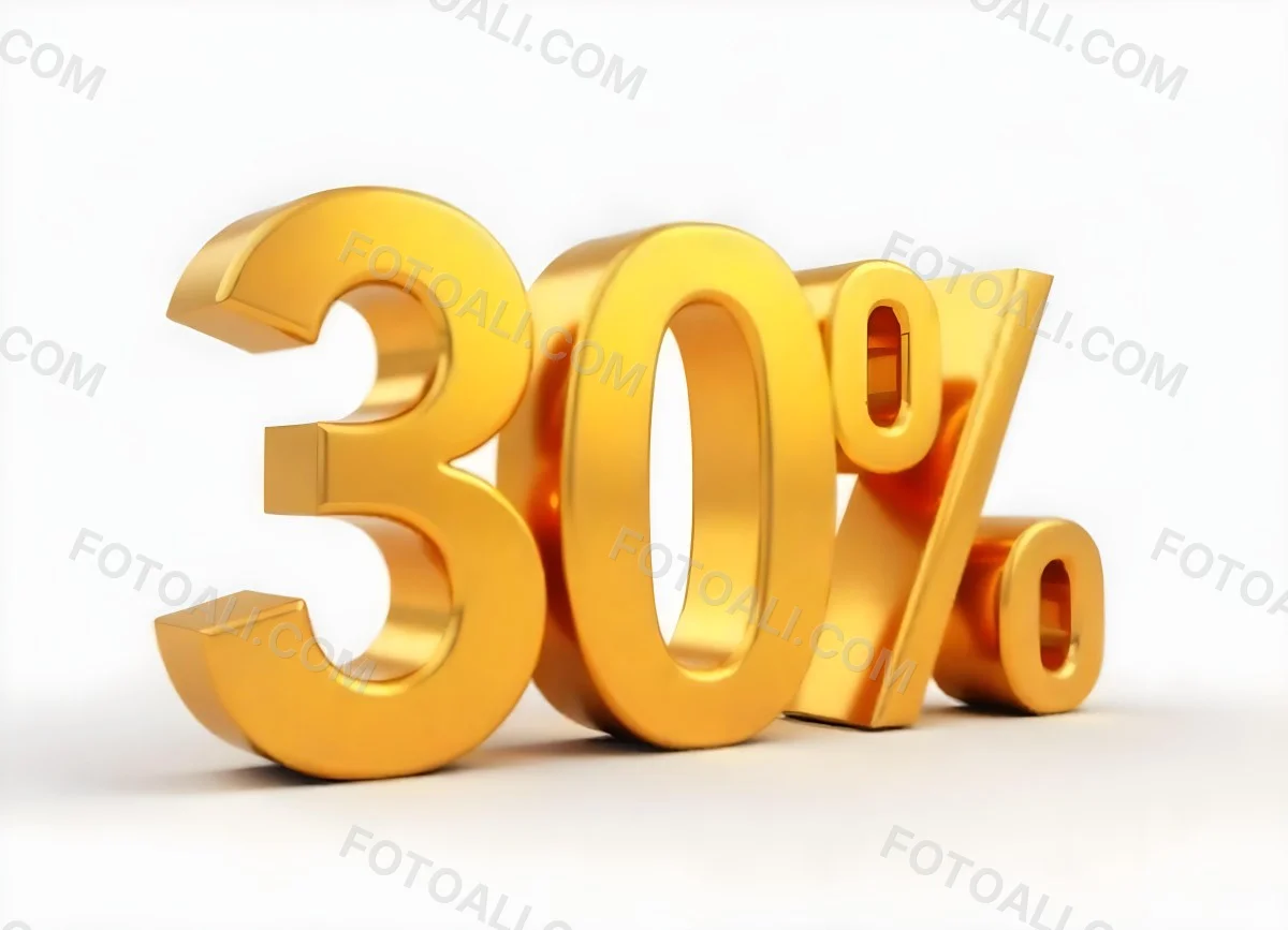 Golden Thirty Percent Symbol On A White Background Shiny Discount Sale Promotion Offer Marketing Advertising Business Finance Shopping Retail 7 D75d