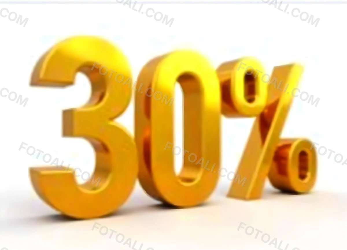 Golden Thirty Percent Symbol On A White Background Shiny Discount Sale Promotion Offer Marketing Advertising Business Finance Shopping Retail 8 60e9
