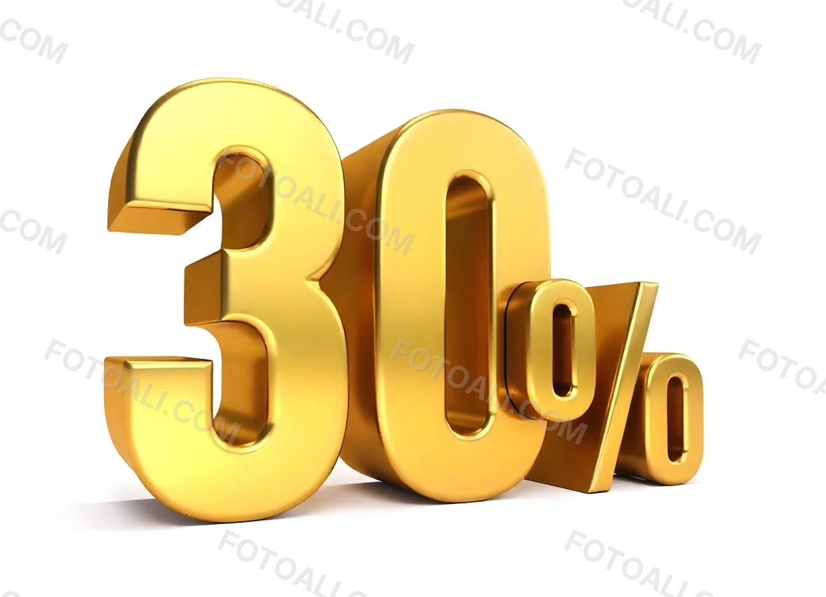 Golden Thirty Percent Symbol On A White Background Shiny Discount Sale Promotion Offer Marketing Advertising Business Finance Shopping Retail 9 59eb