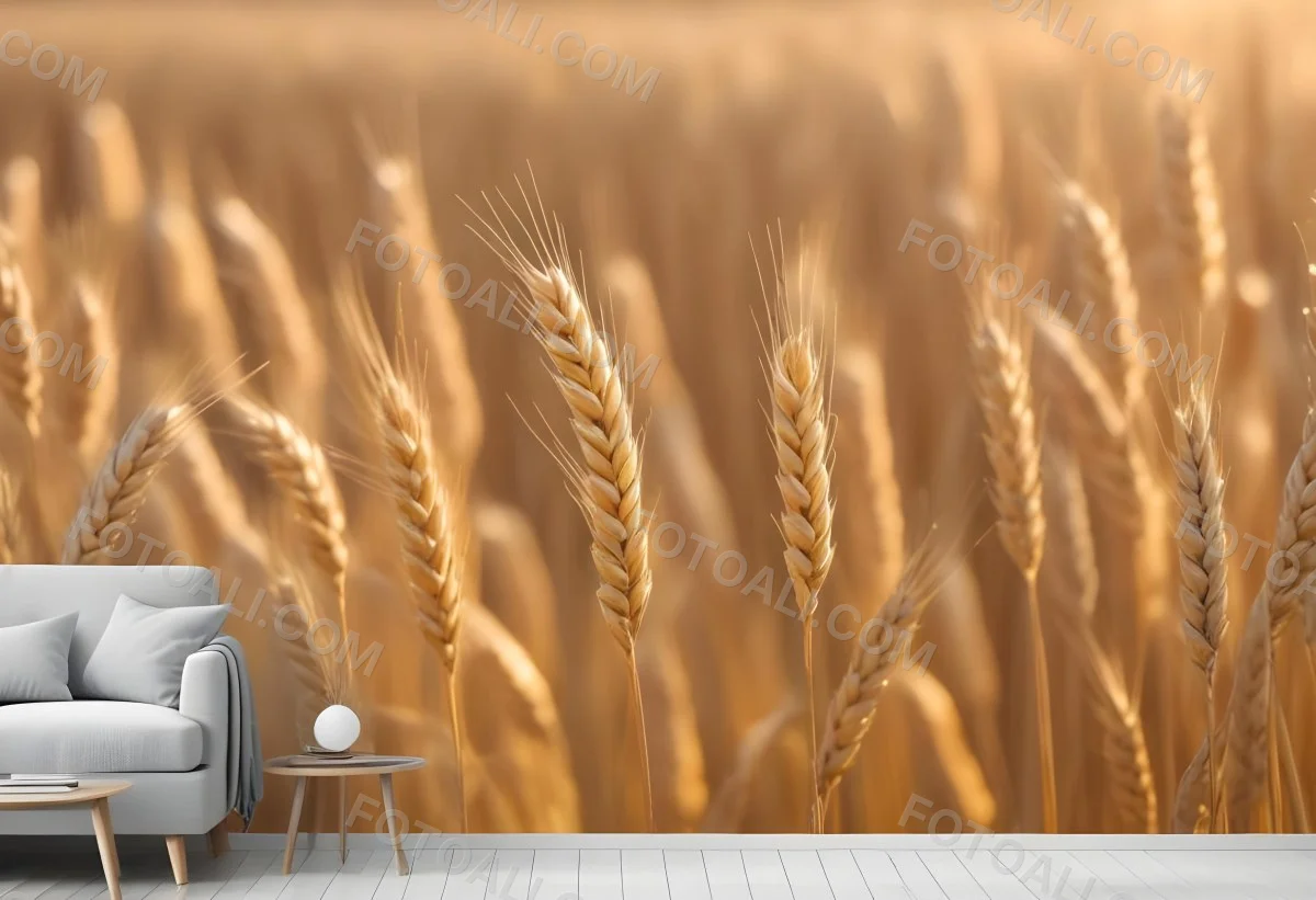 Golden Wheat Stalks Illuminated By Sunlight With A Soft Blurred Background Of More Wheat The Light Creates A Warm Glowing Effect 3 9725