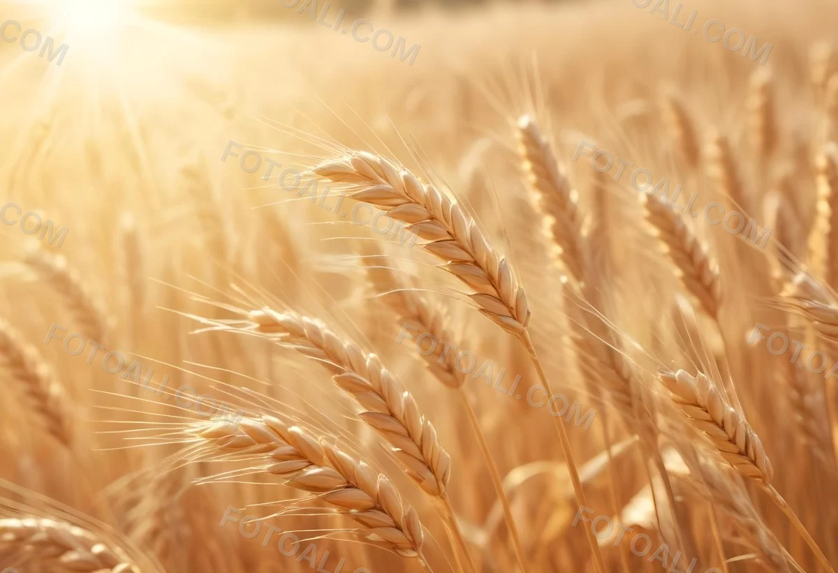 Golden Wheat Stalks Illuminated By Sunlight With A Soft Blurred Background Of More Wheat The Light Creates A Warm Glowing Effect 6 C142