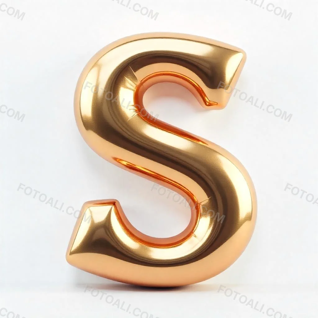 Goldensilverbronzeblackrose Goldplatinumcopper Letter S On A White Background Shiny Elegant Simple Smooth Surface Rounded Edges Three Dimensional Metallic Texture Bright Light Clean Design Simple 44 04fe