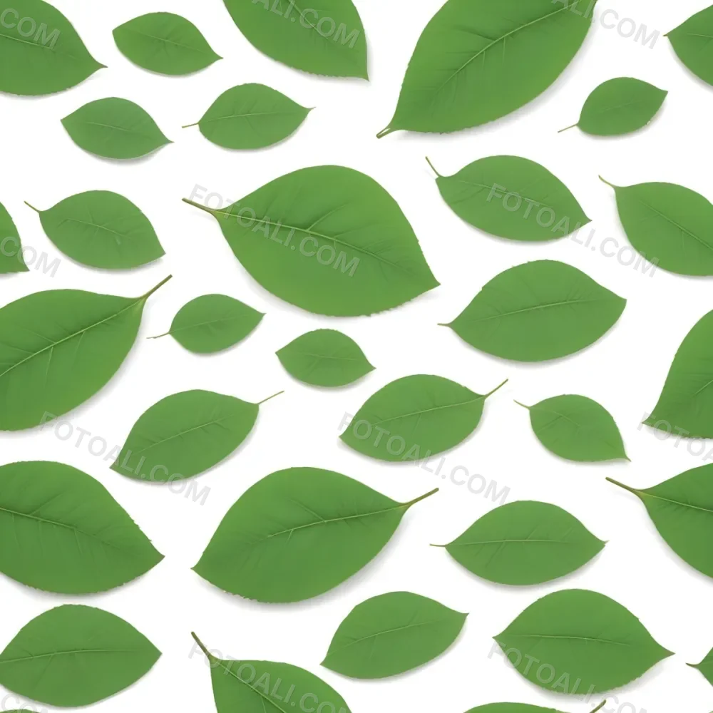 Green And Yellow Leaves Scattered Across A White Background 37 Ea99