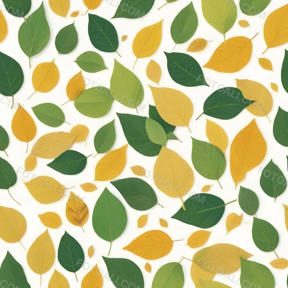 Green And Yellow Leaves Scattered Across A White Background 7 4c68