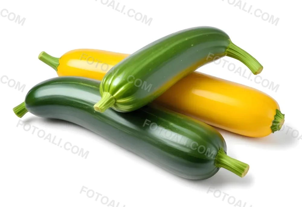 Green And Yellow Zucchini Squash On A White Background 10 970c