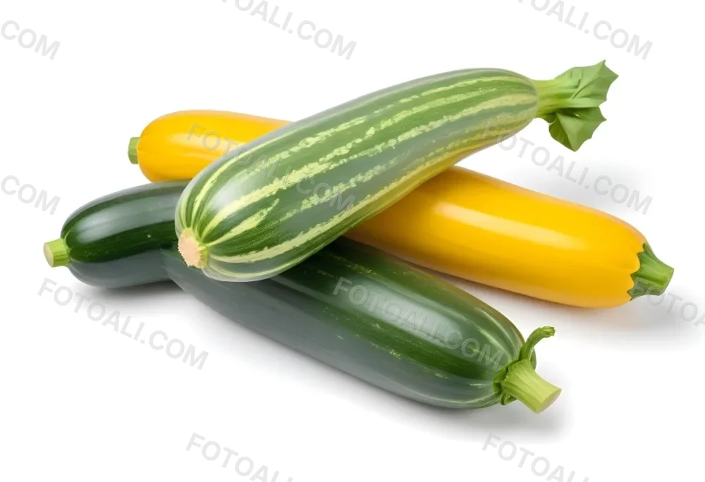 Green And Yellow Zucchini Squash On A White Background 13 E782