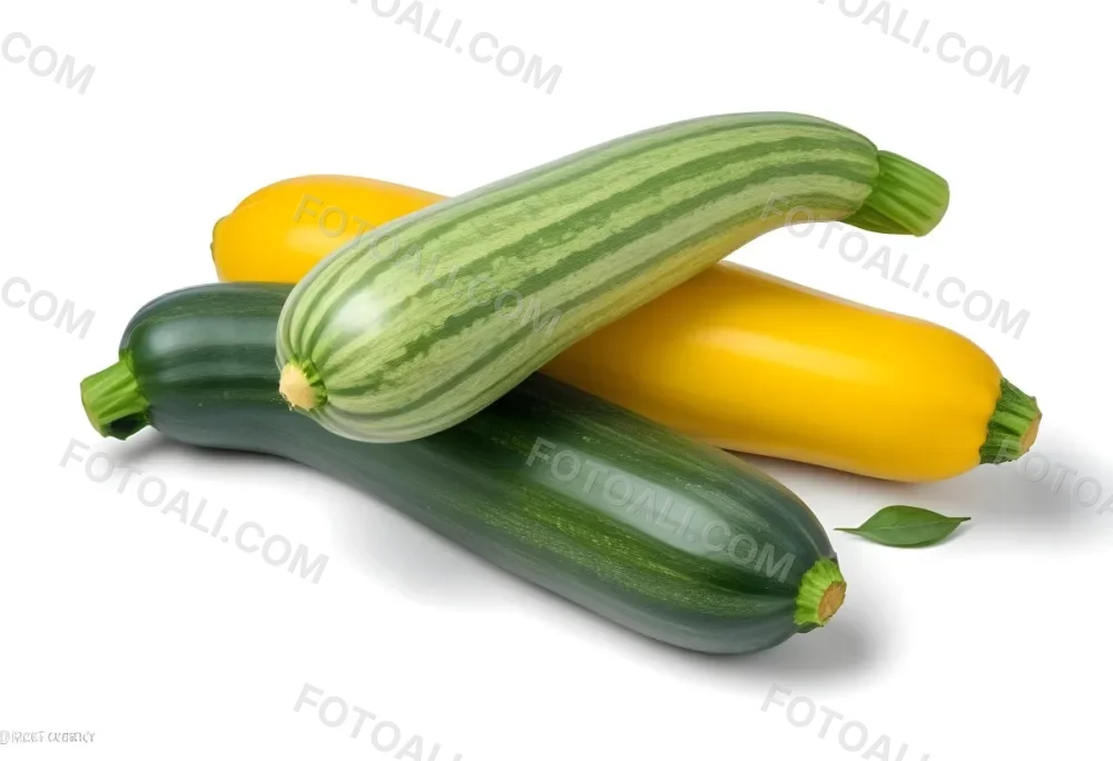 Green And Yellow Zucchini Squash On A White Background 15 Ec41