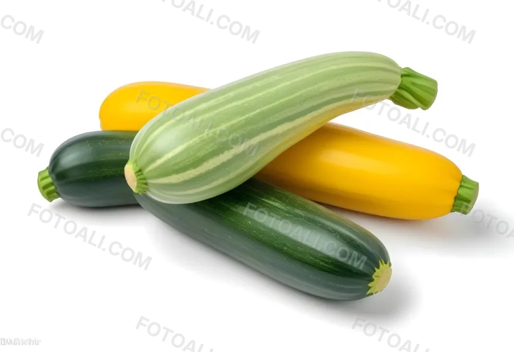 Green And Yellow Zucchini Squash On A White Background 16 29d9