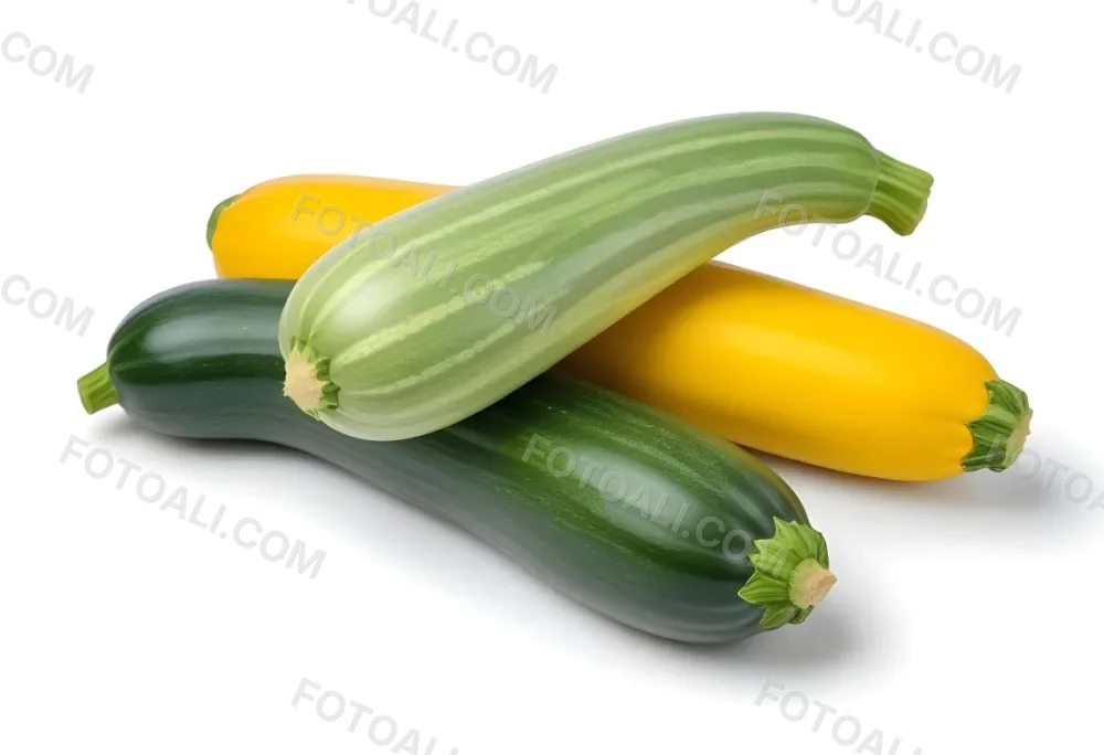 Green And Yellow Zucchini Squash On A White Background 8 Ef47