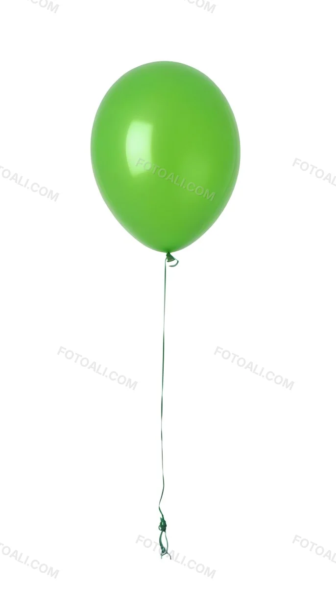 Green Balloon With A String Attached Floating In The Air Isolated On A White Background 6 65d1