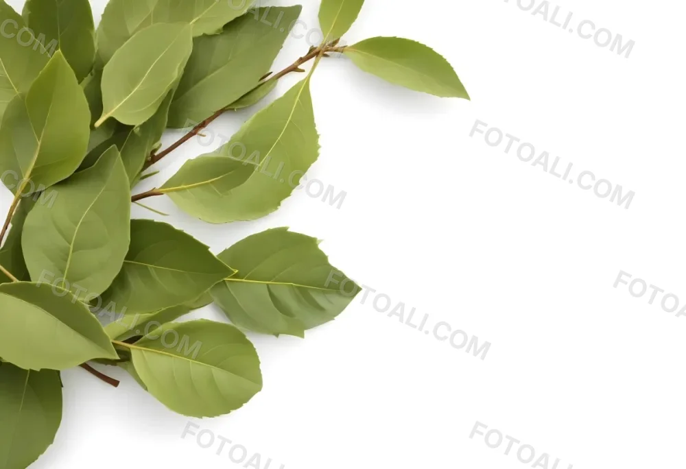 Green Bay Leaves On A White Background 17 07e5