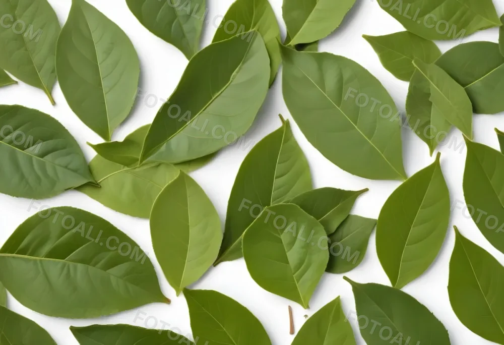 Green Bay Leaves On A White Background 4 7049