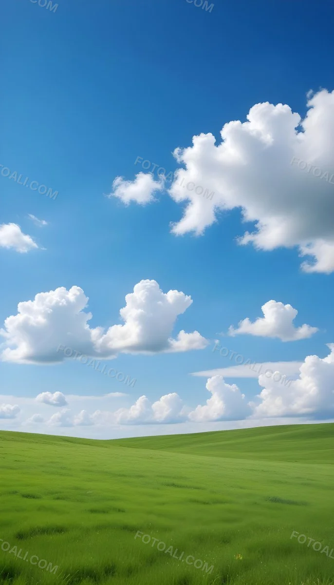 Green Field With A Blue Sky And White Clouds Sunny Day Clear Weather Open Space Natural Light Vibrant Colors 11 9b1a