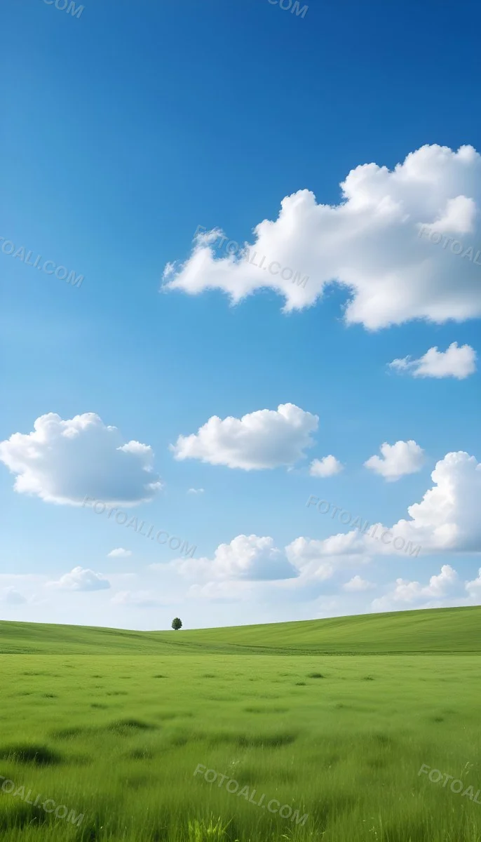 Green Field With A Blue Sky And White Clouds Sunny Day Clear Weather Open Space Natural Light Vibrant Colors 16 4ecf