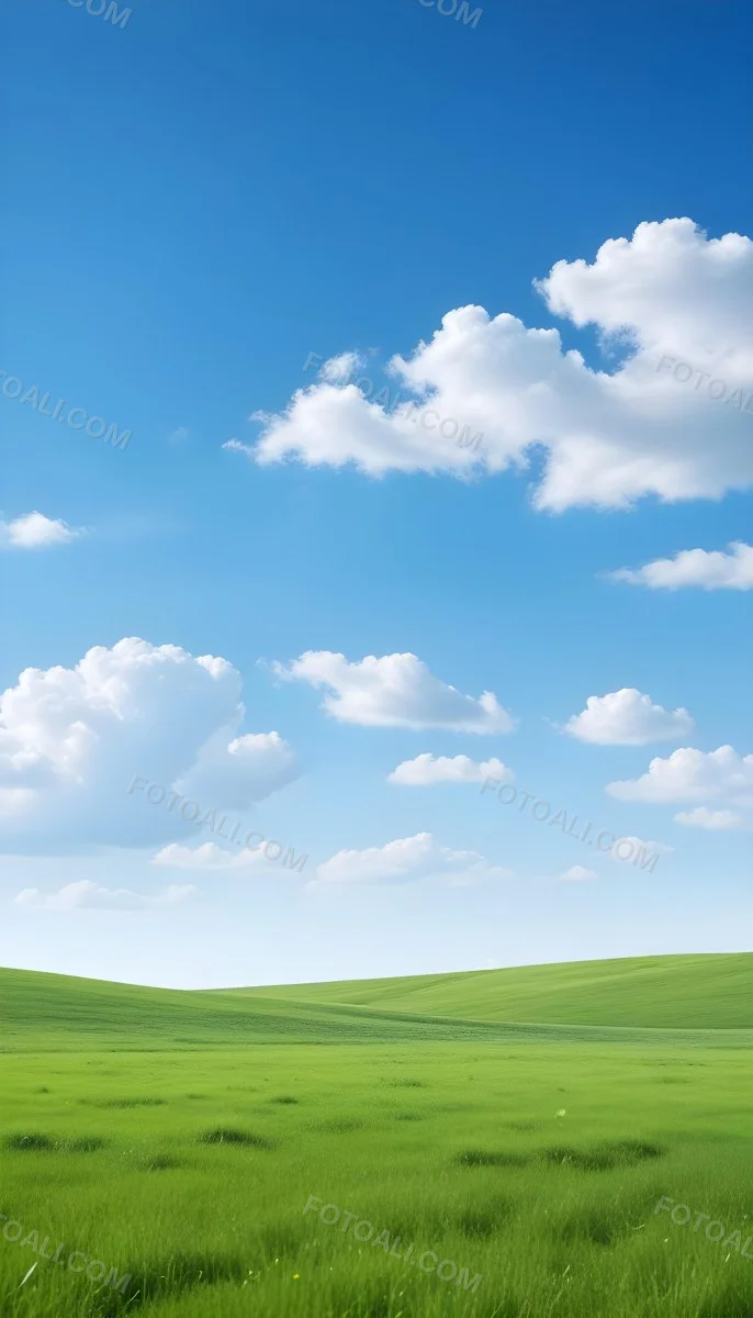 Green Field With A Blue Sky And White Clouds Sunny Day Clear Weather Open Space Natural Light Vibrant Colors 26 53c1