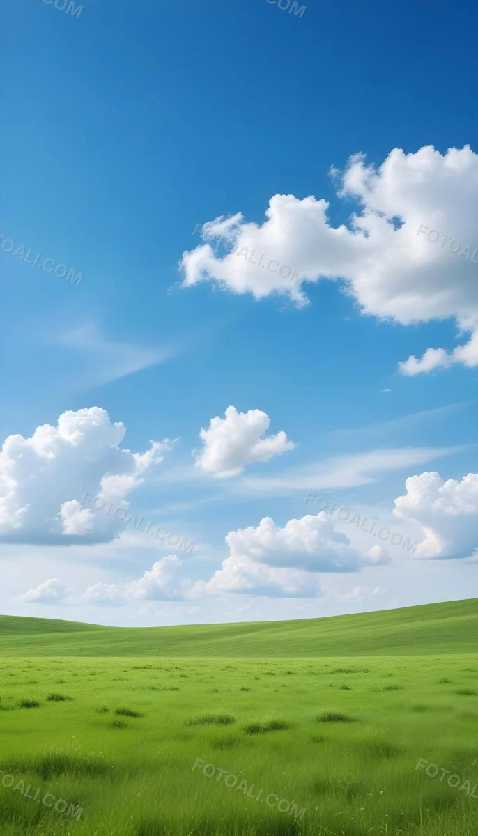 Green Field With A Blue Sky And White Clouds Sunny Day Clear Weather Open Space Natural Light Vibrant Colors 27 29b8