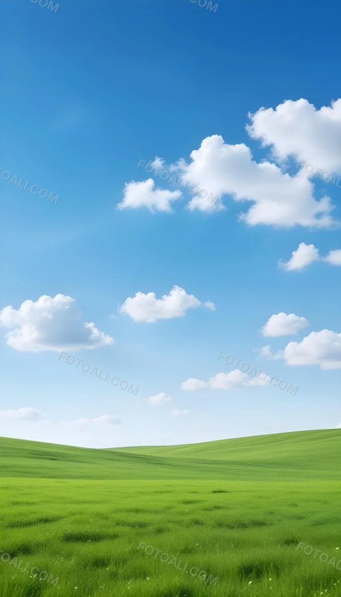 Green Field With A Blue Sky And White Clouds Sunny Day Clear Weather Open Space Natural Light Vibrant Colors 28 Dee3
