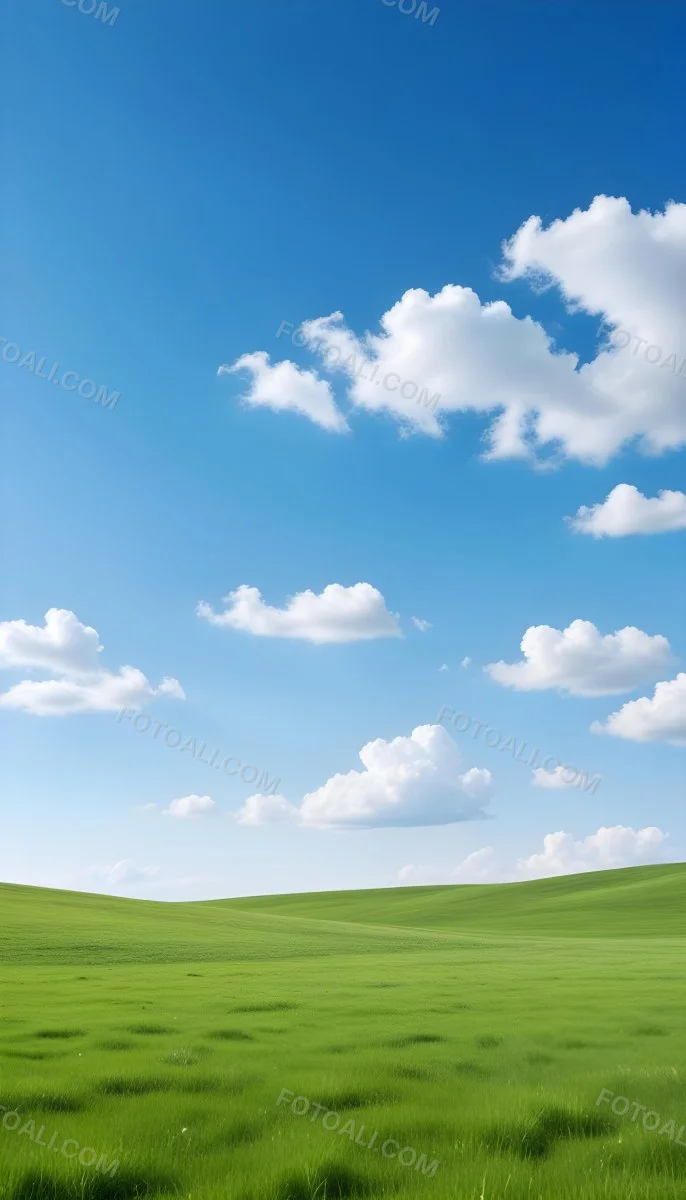 Green Field With A Blue Sky And White Clouds Sunny Day Clear Weather Open Space Natural Light Vibrant Colors 29 Aca4
