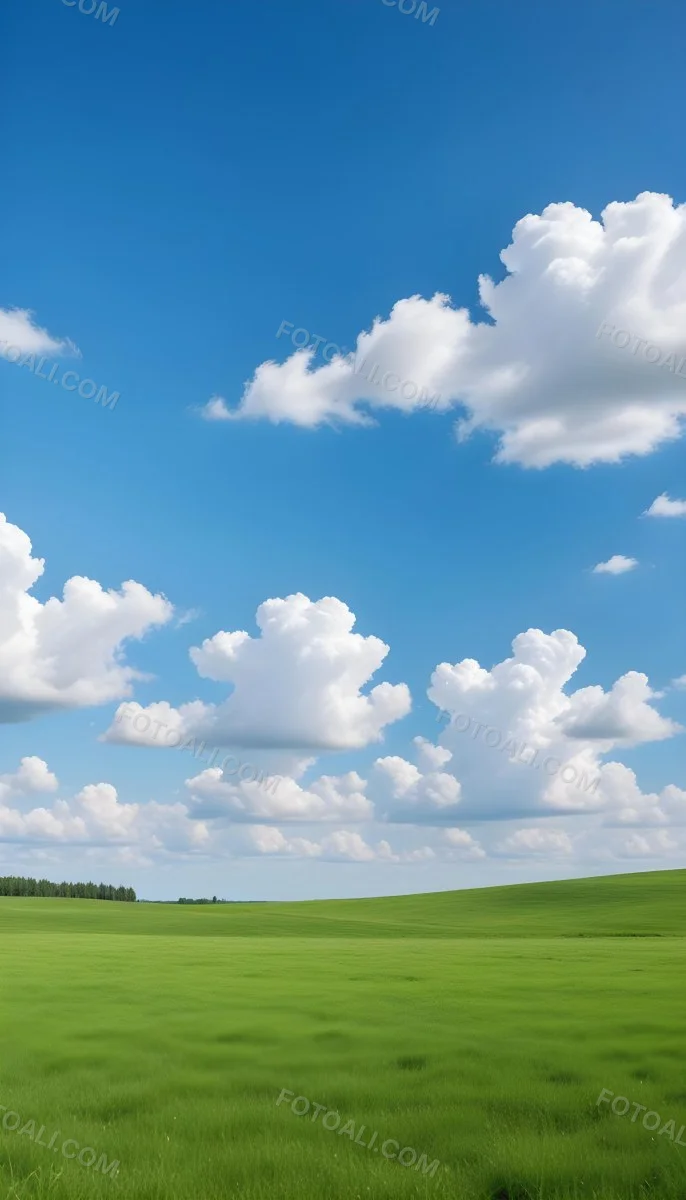 Green Field With A Blue Sky And White Clouds Sunny Day Clear Weather Open Space Natural Light Vibrant Colors 9 72b7
