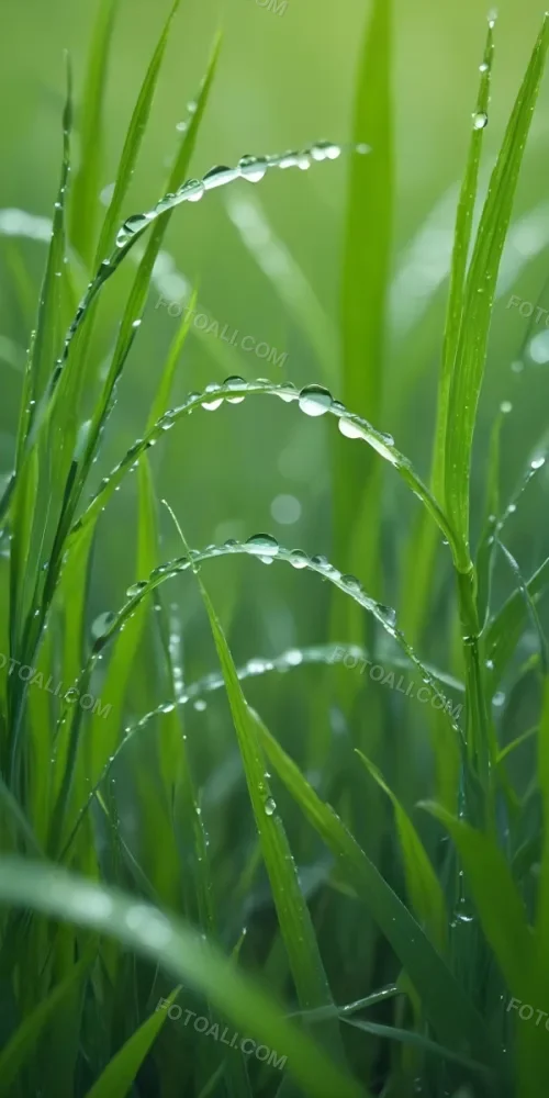 Green Grass Blades With Water Droplets Close Up View Of A Lush Dewy Meadow 13 1aa7