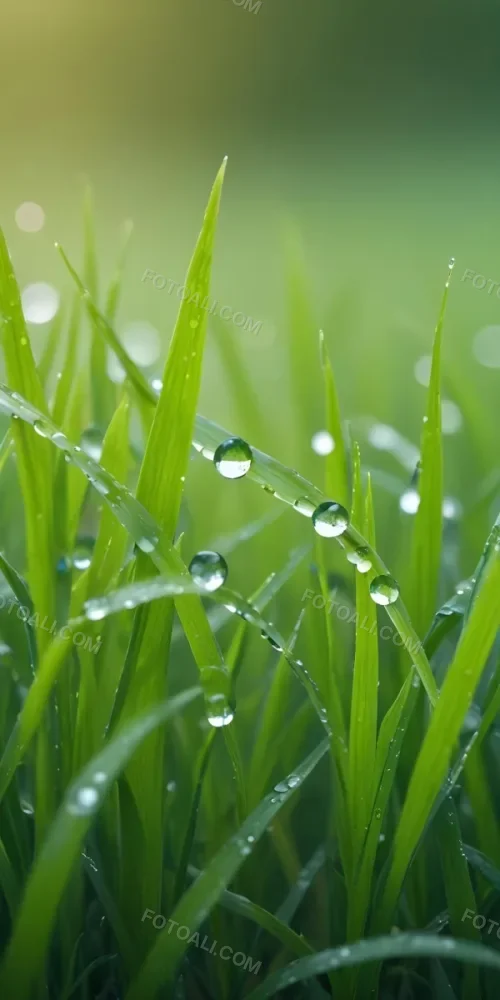 Green Grass Blades With Water Droplets Close Up View Of A Lush Dewy Meadow 20 Dd7b
