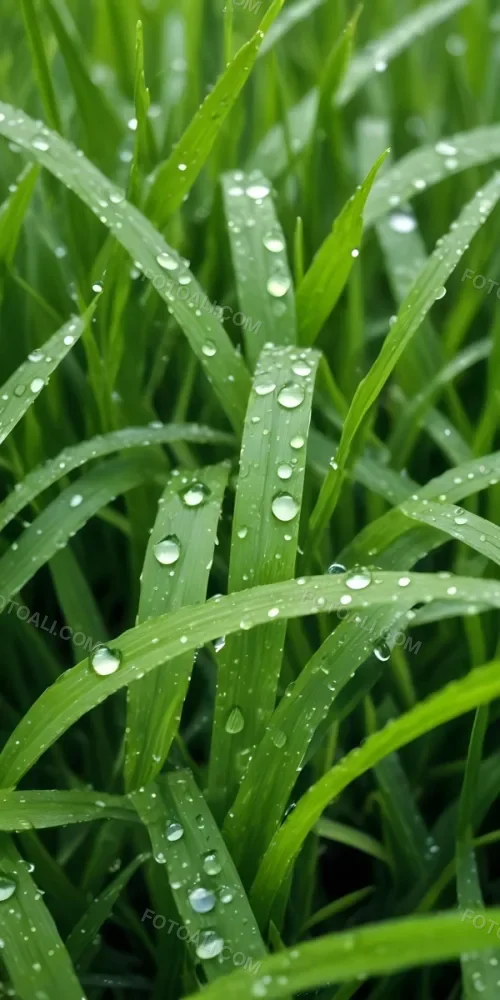 Green Grass Blades With Water Droplets Close Up View Of A Lush Dewy Meadow 4 A2a2