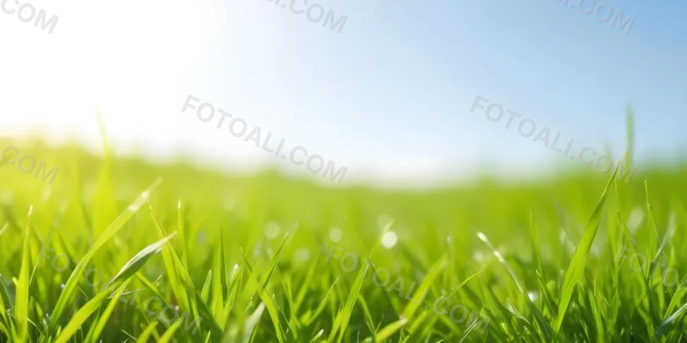Green Grass Field With A Clear Blue Sky Sunny Day Vibrant Colors Natural Light Blurred Background Peaceful Scene Nature Photography 10 48cd
