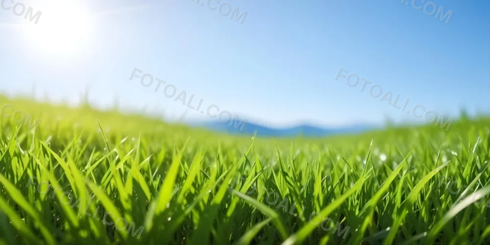 Green Grass Field With A Clear Blue Sky Sunny Day Vibrant Colors Natural Light Blurred Background Peaceful Scene Nature Photography 11 1ff2
