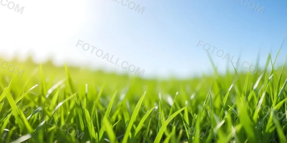 Green Grass Field With A Clear Blue Sky Sunny Day Vibrant Colors Natural Light Blurred Background Peaceful Scene Nature Photography 12 6833