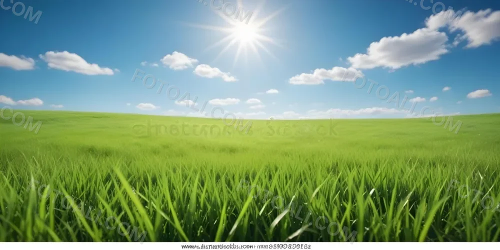 Green Grass Field With A Clear Blue Sky Sunny Day Vibrant Colors Natural Light Blurred Background Peaceful Scene Nature Photography 13 8e36