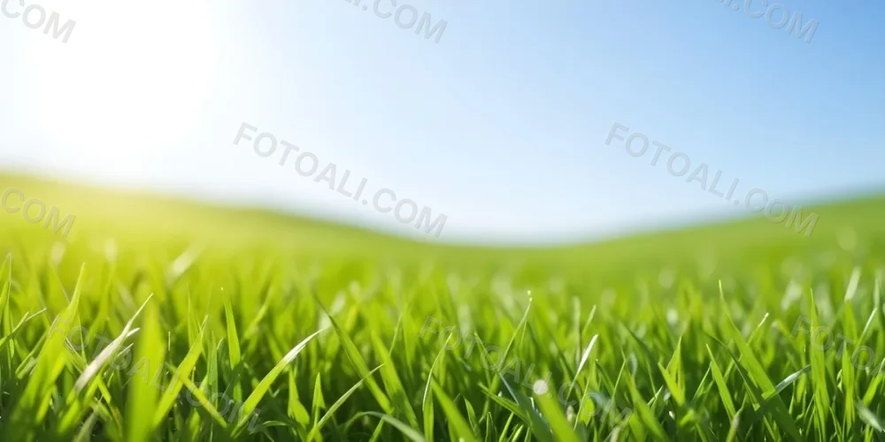 Green Grass Field With A Clear Blue Sky Sunny Day Vibrant Colors Natural Light Blurred Background Peaceful Scene Nature Photography 14 B1f2