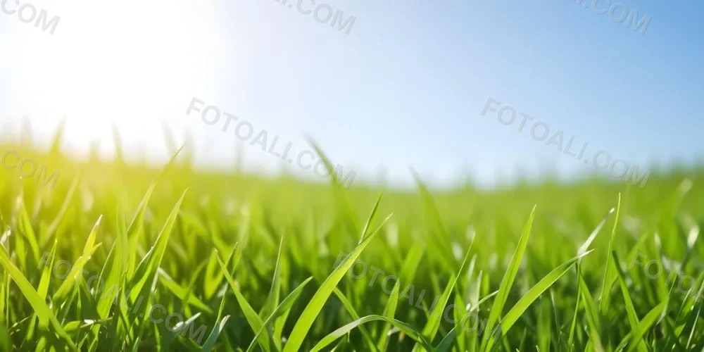 Green Grass Field With A Clear Blue Sky Sunny Day Vibrant Colors Natural Light Blurred Background Peaceful Scene Nature Photography 2 B54f