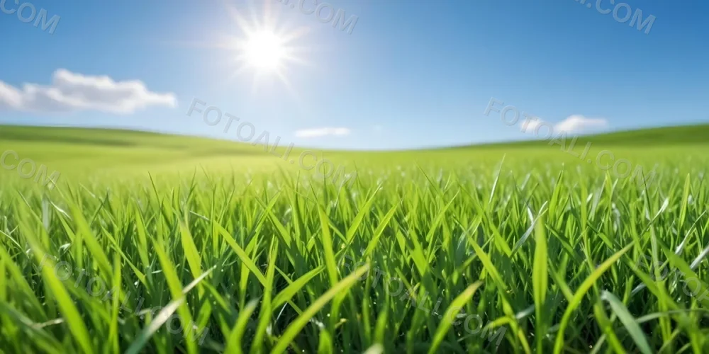 Green Grass Field With A Clear Blue Sky Sunny Day Vibrant Colors Natural Light Blurred Background Peaceful Scene Nature Photography 5 1878
