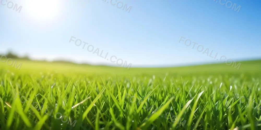 Green Grass Field With A Clear Blue Sky Sunny Day Vibrant Colors Natural Light Blurred Background Peaceful Scene Nature Photography 7 B865