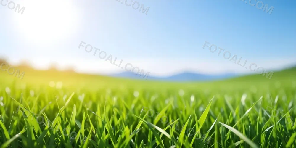 Green Grass Field With A Clear Blue Sky Sunny Day Vibrant Colors Natural Light Blurred Background Peaceful Scene Nature Photography 9 2720
