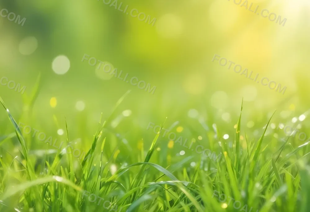 Green Grass With A Bright Yellow Light In The Background Bokeh Effect Sunny Day Spring Season Vibrant Colors Close Up Shot 51 A6ae