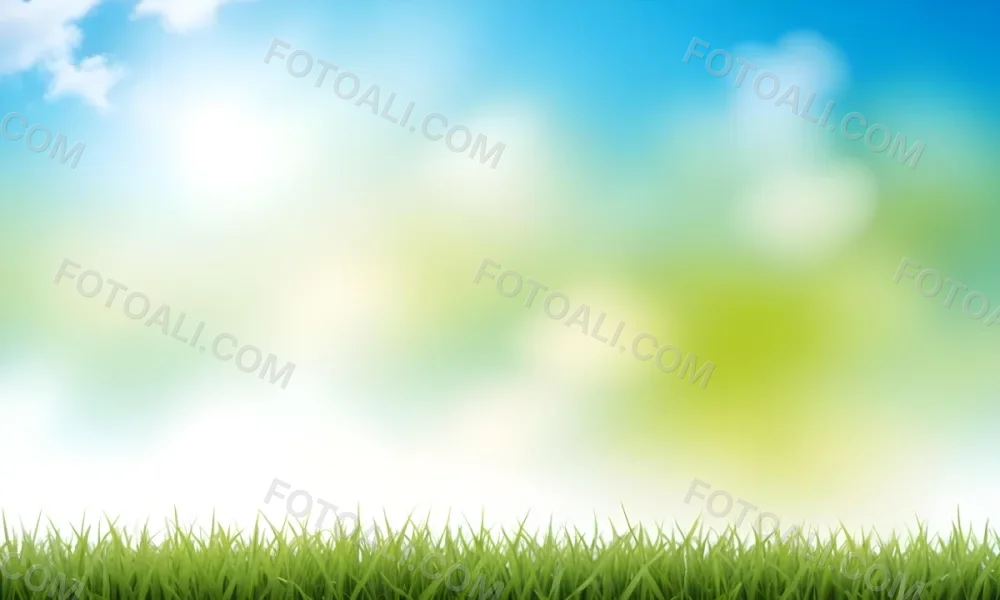 Green Grass With Blurred Blue Sky And White Clouds In The Background 1 Aca1