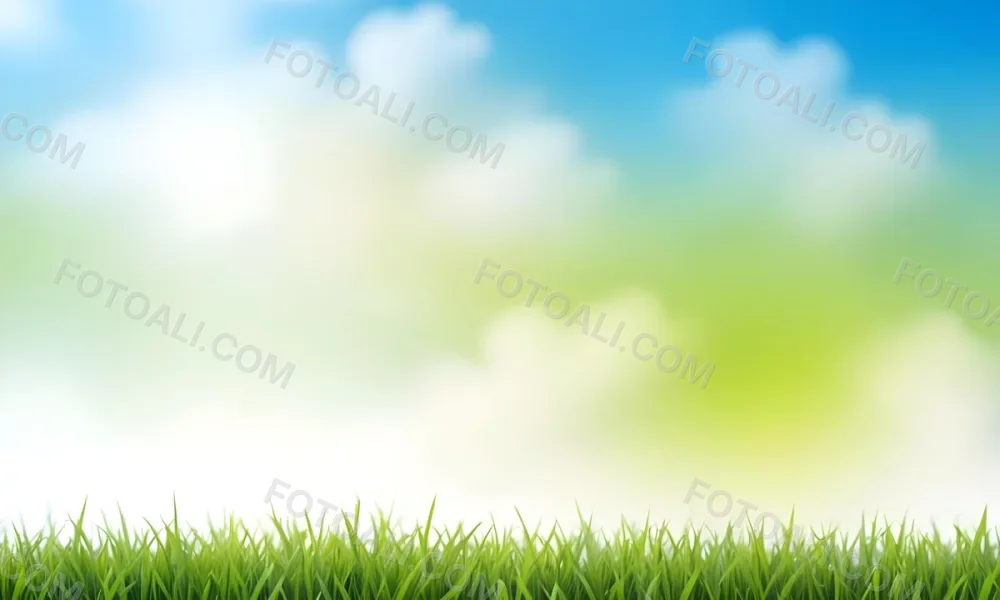 Green Grass With Blurred Blue Sky And White Clouds In The Background 22 4002