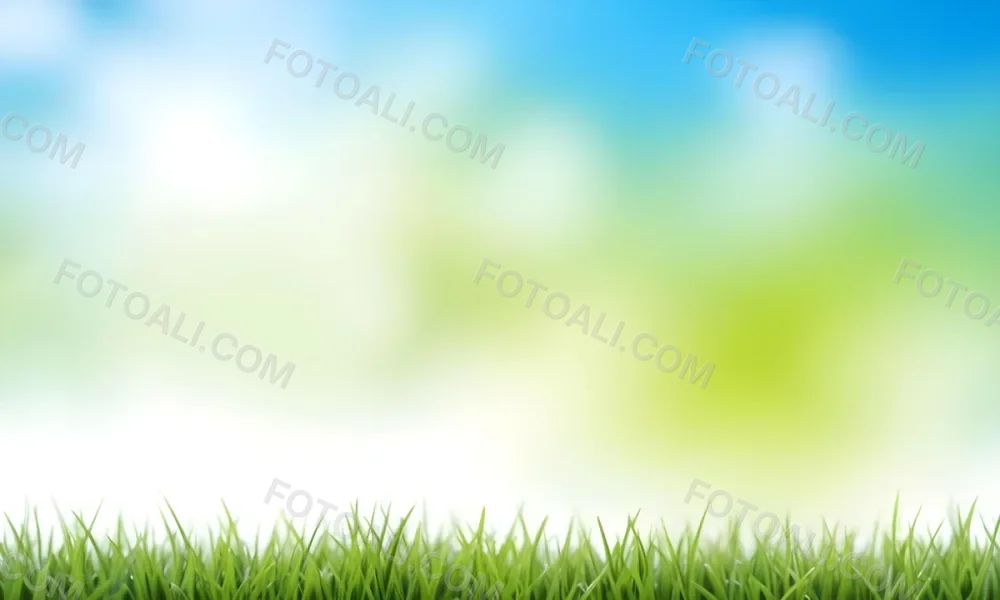 Green Grass With Blurred Blue Sky And White Clouds In The Background 7 3d5b