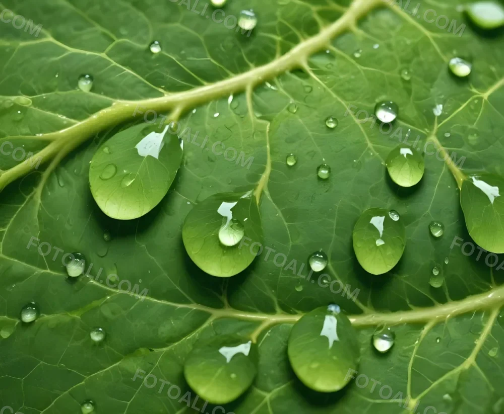 Green Leaf With Water Droplets Close Up View Of The Leaf S Surface Showing The Intricate Veins And Smooth Appearance 12 296f