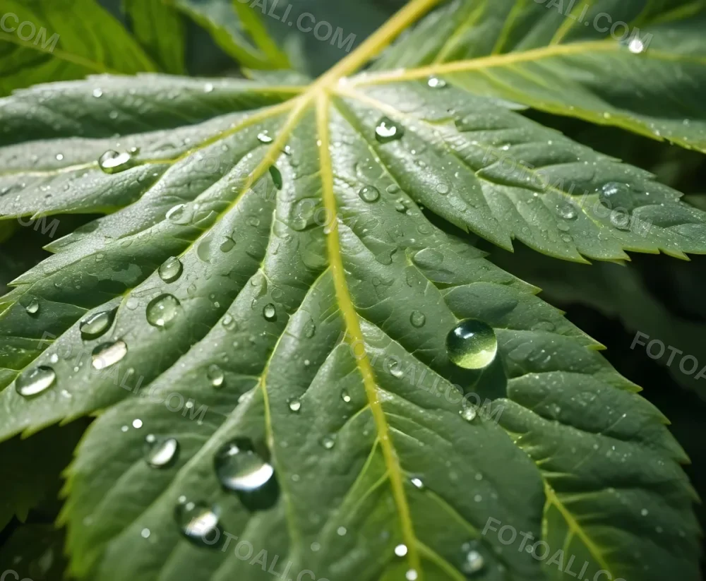 Green Leaf With Water Droplets Close Up View Of The Leaf S Surface Showing The Intricate Veins And Smooth Appearance 6 Be3a