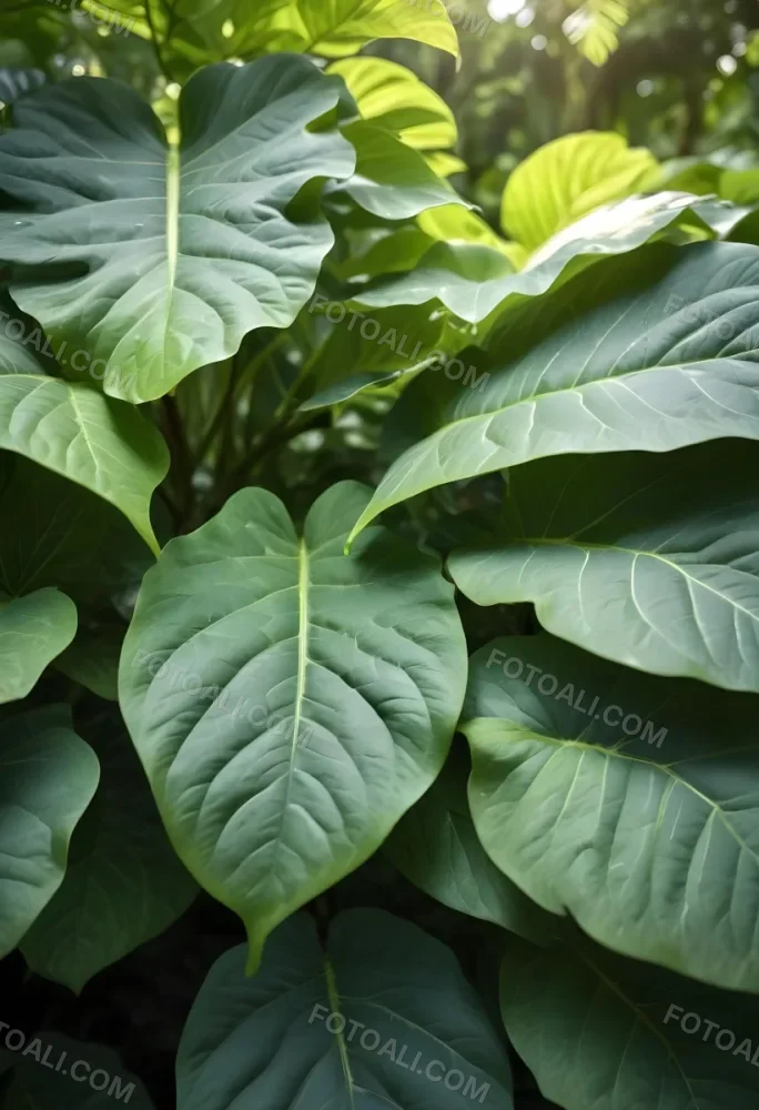 Green Leaves Close Up View Of The Texture And Patterns Of Large Lush Green Leaves With Sunlight Highlighting The Details Against A Blurred Background 4 3eea