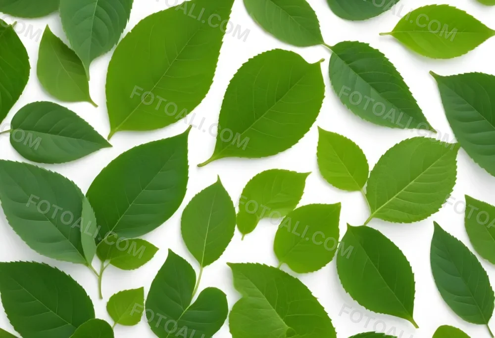 Green Leaves Close Up View Of Various Shapes And Sizes Of Fresh Vibrant Green Leaves Against A White Background 15 E1c2